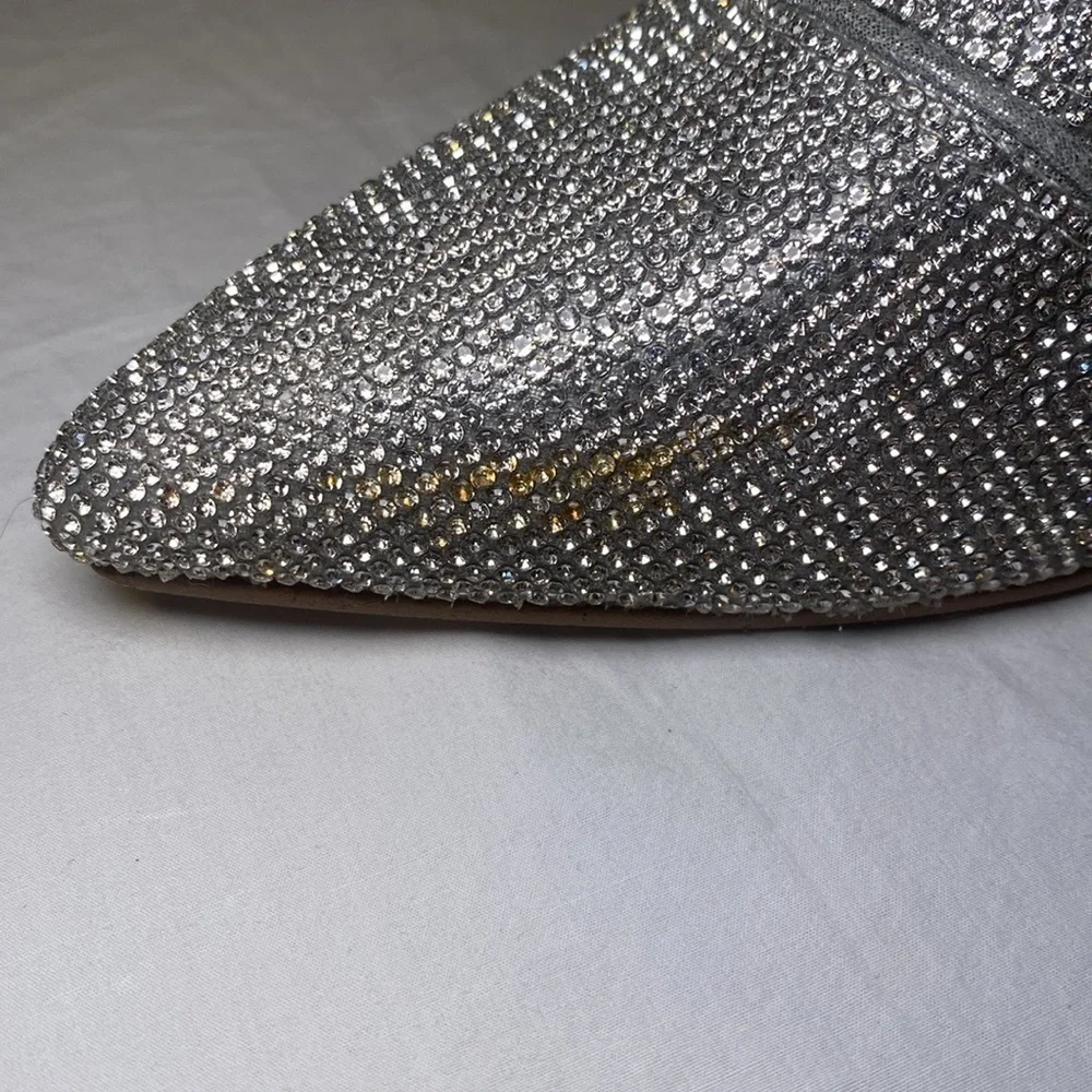 Steve Madden Women’s Noticed-R Rhinestone Silver Heeled Booties Size 9 EUC